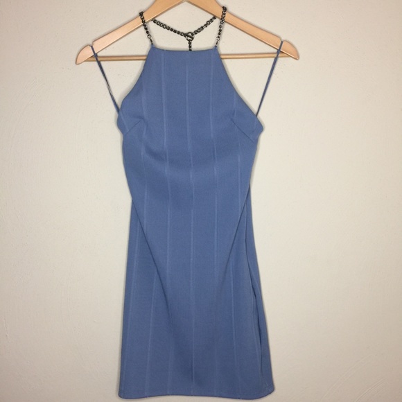 Topshop Chain Halter Ribbed Mini Dress - Picture 3 of 7